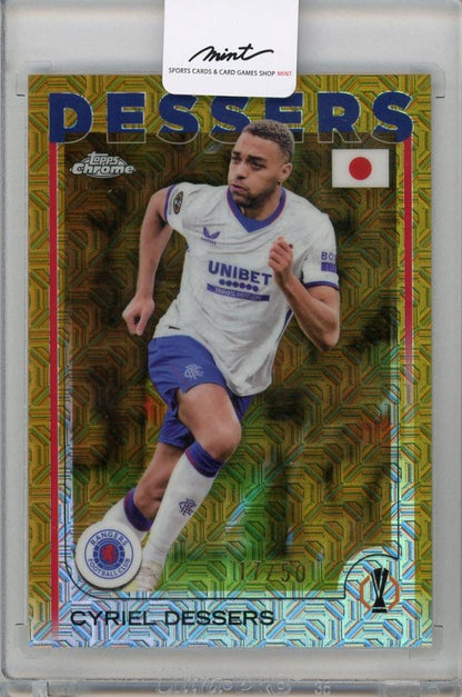2025 TOPPS Chrome Japan Edition trading card featuring Cyriel Dessers #8017/50 Rangers FC