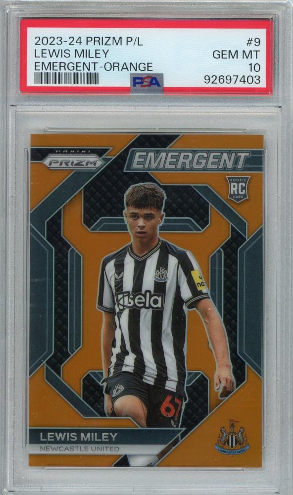 2023-24 Panini Prizm Premier League Soccer card of Lewis Miley Orange Prizms #906 graded PSA10