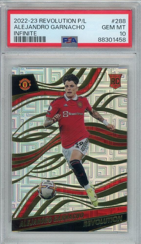 2022-23 Panini Revolution Premier League Alejandro Garnacho rookie card graded PSA10 from Manchester United