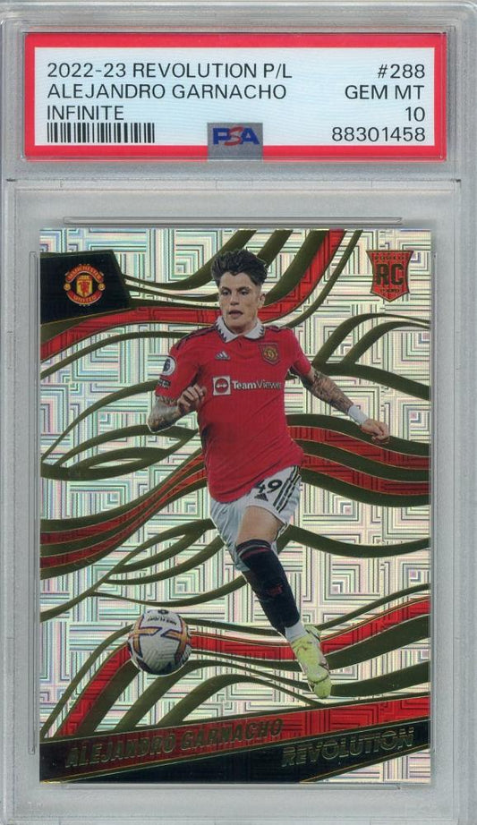 2022-23 Panini Revolution Premier League Alejandro Garnacho rookie card graded PSA10 from Manchester United