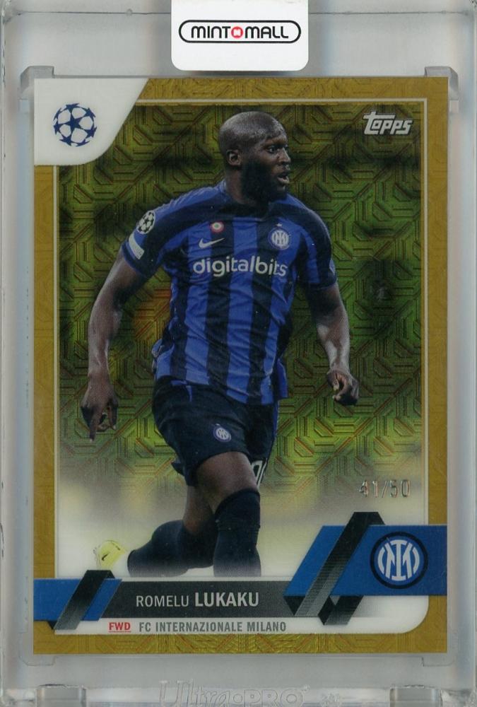 2022-23 Topps UEFA Japan Edition Romelu Lukaku Gold Chrome Mojo trading card #96 FC Internazionale Milano