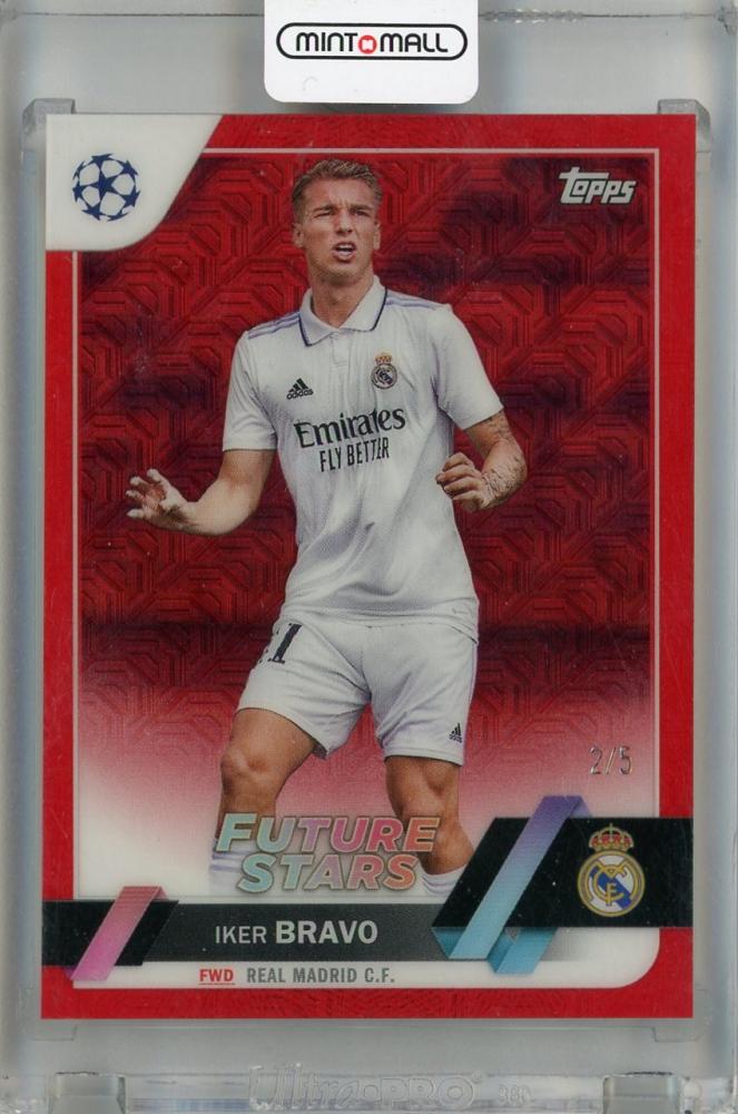 2022-23 Topps UEFA Japan Edition Iker Bravo Red Chrome Mojo trading card number 87 featuring Real Madrid C.F.