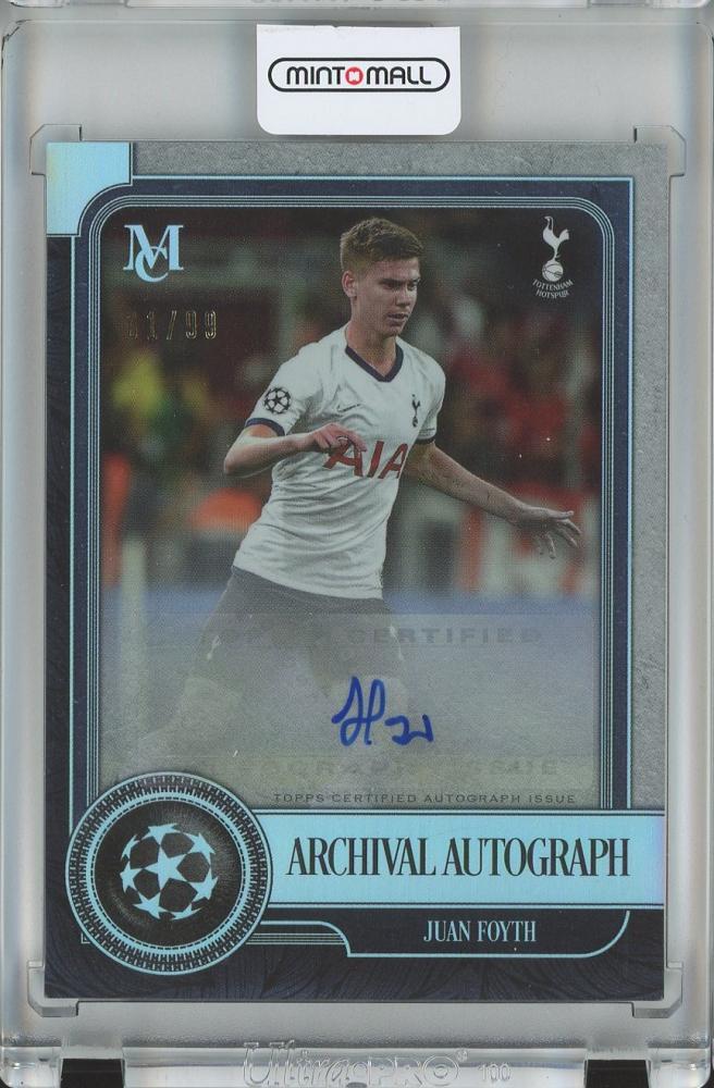 2019-20 Topps Museum Collection UEFA Champions League soccer card of Juan Foyth, autographed, numbered 61 out of 99