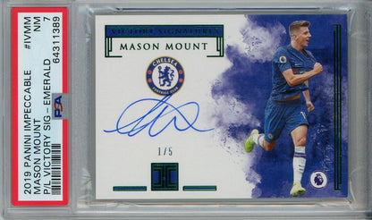 2019-20 Panini Impeccable Premier League Mason Mount autograph soccer card Emerald #IV-MM1/5 PSA7 Chelsea FC