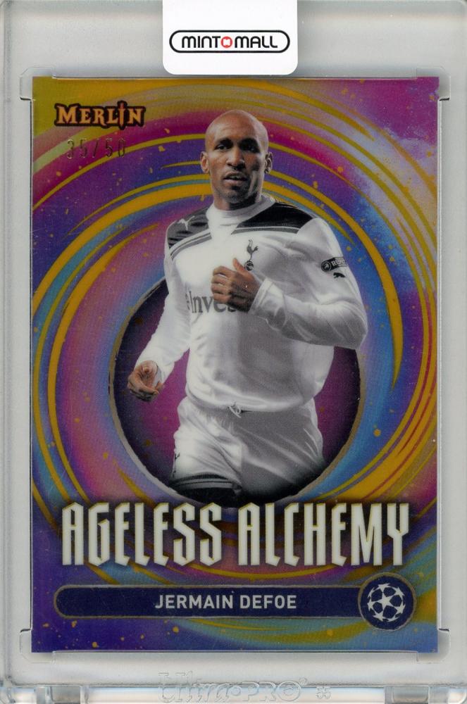 2024-25 Topps Merlin UEFA Club Competitions Jermain Defoe Ageless Alchemy trading card numbered 35 of 50 from Tottenham Hotspur