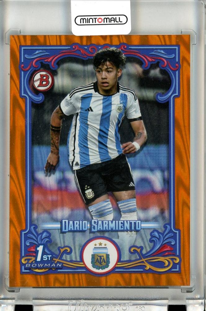 2023 Topps Team Set Argentina Fileteado Dario Sarmiento #39 Orange Tango Parallel baseball card numbered 08 of 25