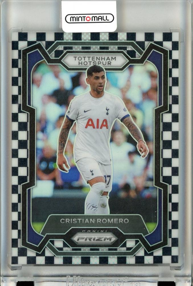 2023-24 Panini Prizm Premier League Cristian Romero #122 Black & White Checker Prizm trading card
