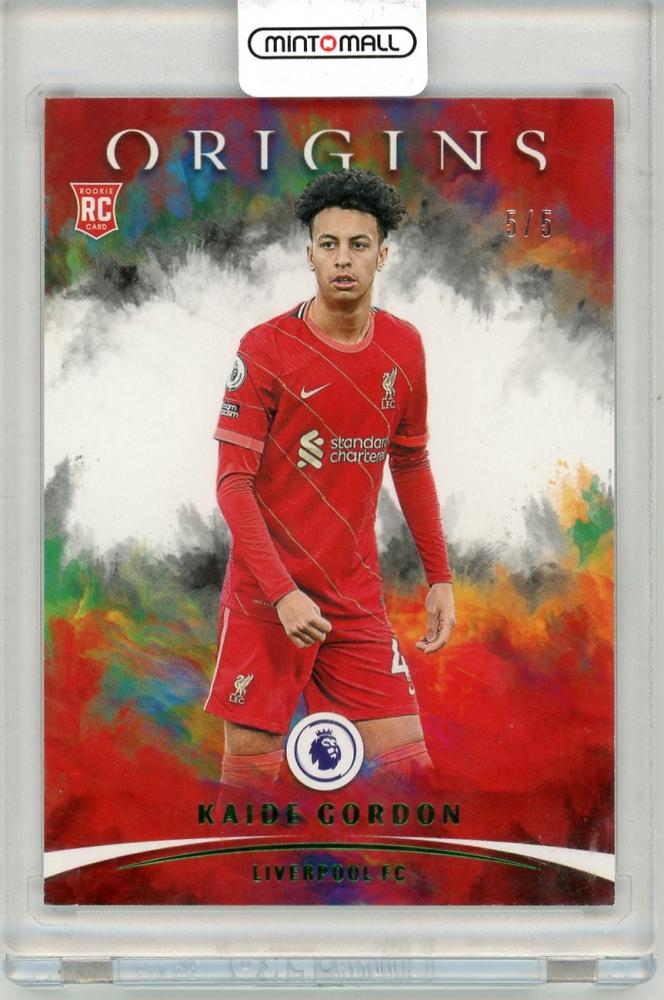 2021-22 Panini Chronicles #98 Kaisw Gordon trading card serial 5 of 5 Liverpool FC
