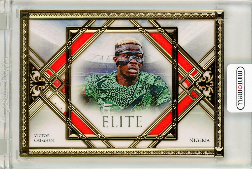 2024 Futera Unique World Football Victor Osimhen ELITE GOLD MEMORABILIA Jersey Card numbered 9 out of 12