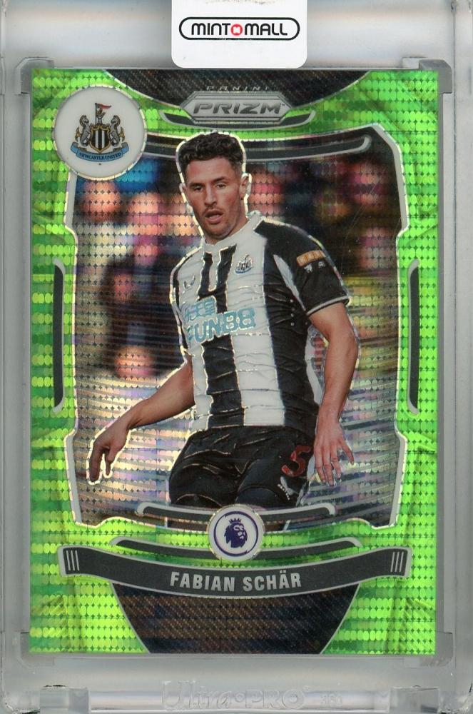 2021-22 Panini Prizm Premier League Fabian Schar Lime Green Breakaway Prizm card #34 serial 5/5 Newcastle United