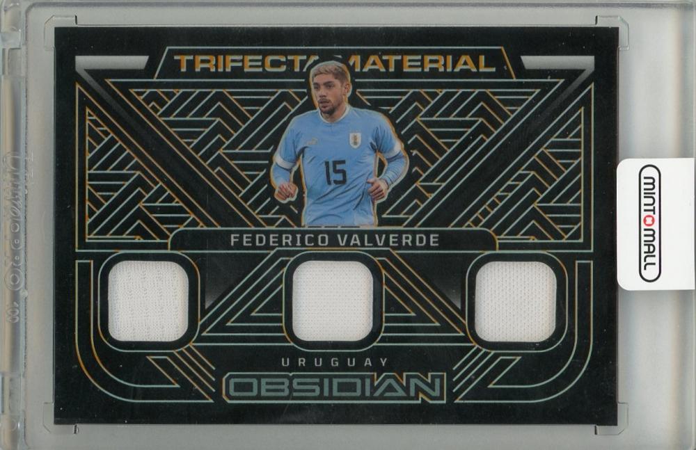 2022-23 PANINI OBSIDIAN Federico Valverde #TM-FV25/75 trading card featuring Uruguay