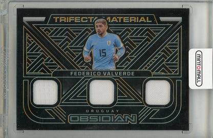 2022-23 PANINI OBSIDIAN Federico Valverde #TM-FV25/75 trading card featuring Uruguay