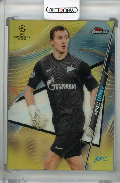 2020-21 Topps Finest UEFA Champions League FC Zenit Andrei Lunev Base Gold parallel card numbered 22 of 50
