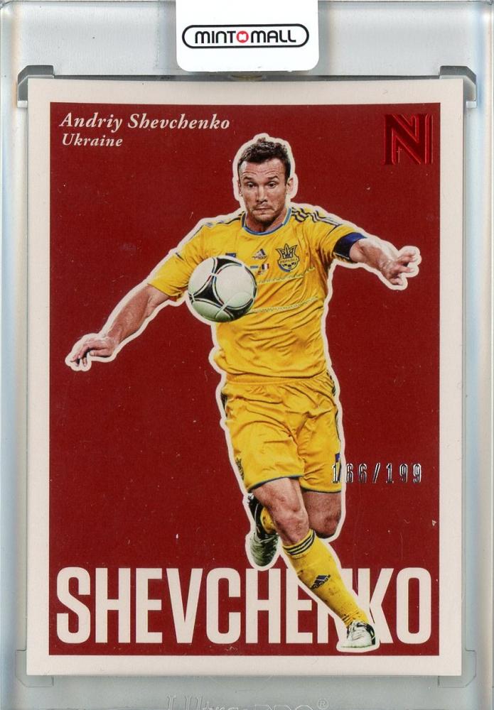 2017 Panini Nobility Andriy Shevchenko red parallel trading card numbered 166 of 199 from Ukraine
