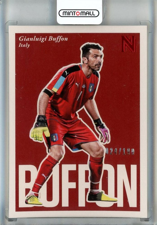 2017 Panini Nobility red trading card featuring Gianluigi Buffon numbered 95024 out of 199 from Italy