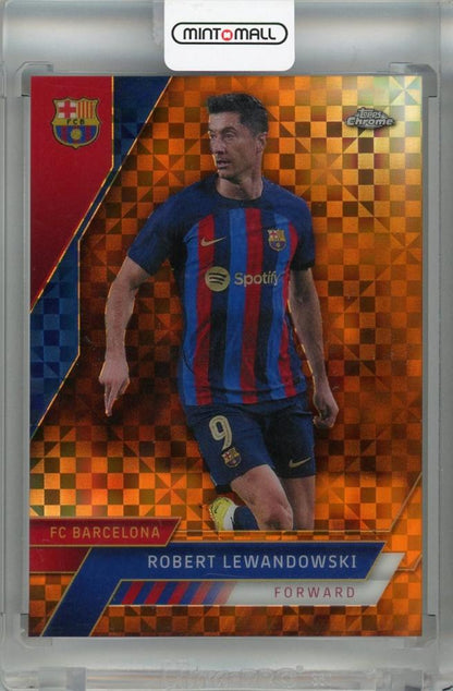 2022-23 Topps Chrome FC Barcelona Robert Lewandowski Orange X-Practor #79 Parallel numbered 24 of 25 collectible card