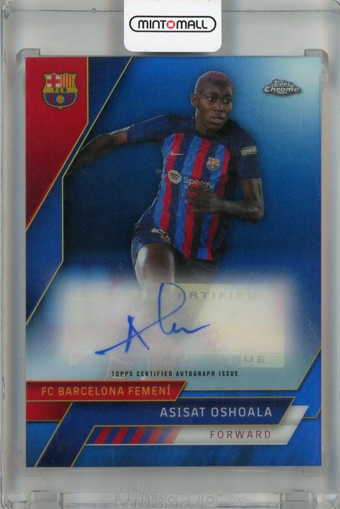 2022-23 Topps Chrome Team Set FC Barcelona Asisat Oshoala Blue Autograph Card #AU-OS 74/75