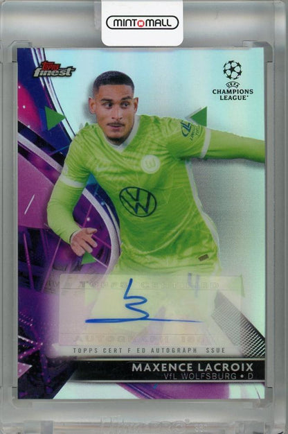 2021-22 Topps Finest UEFA Champions League Maxence Lacroix Autograph Blue card #BA-ML featuring VfL Wolfsburg