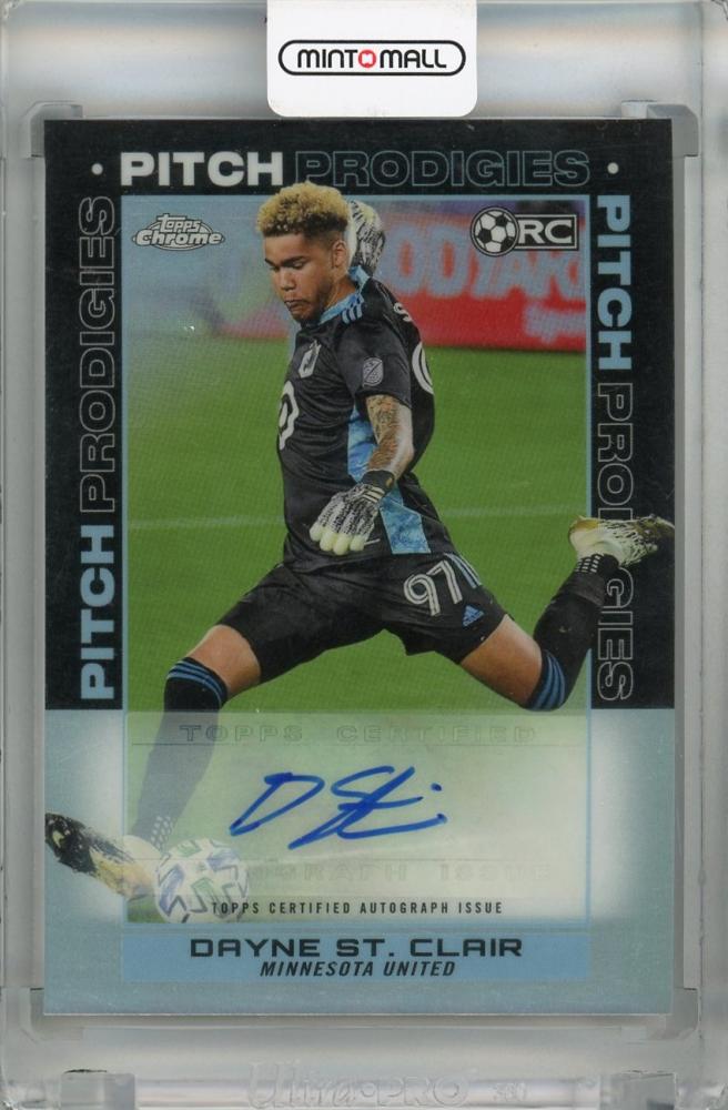 2021 Topps Chrome MLS autograph card featuring Minnesota United goalkeeper Dayne St. Clair Pitch Prodigies #184