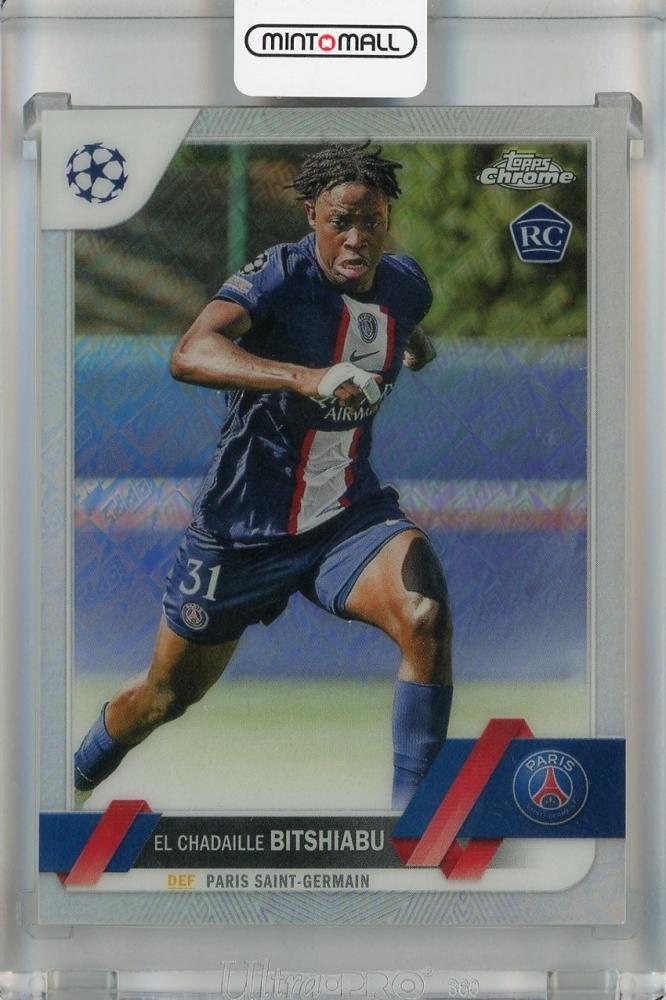 2022-23 Topps UEFA Club Competitions Paris Saint-Germain El Chadaille Bitshiabu Toppsfractor RC card #61 parallel version