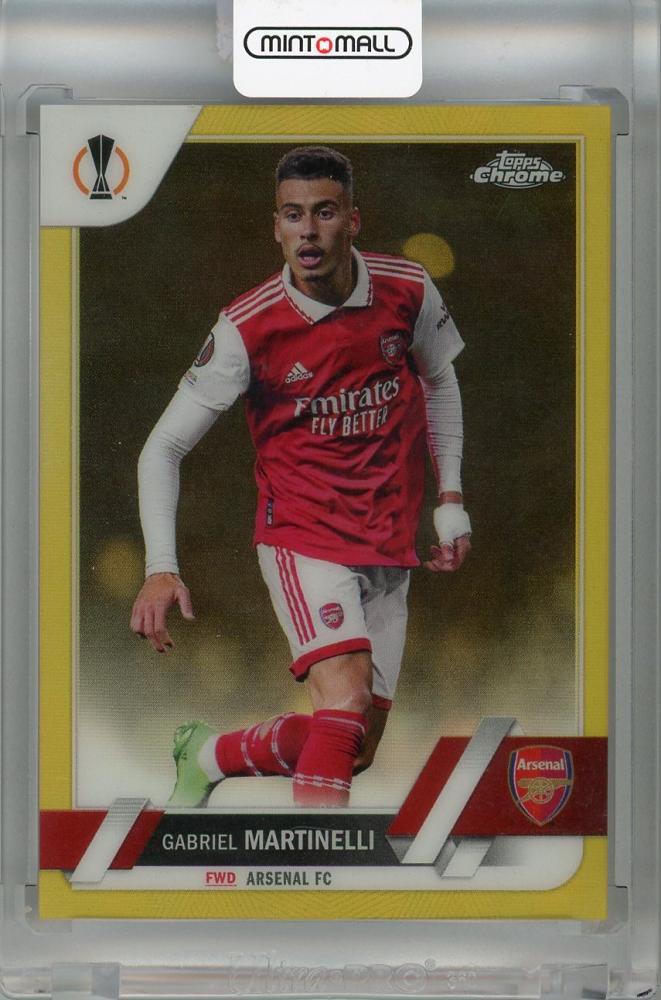 2022-23 Topps UEFA Club Competitions Arsenal Gabriel Martinelli Gold Foil #57 parallel trading card serial 09 of 50