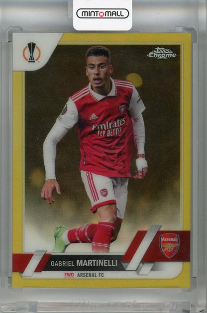 2022-23 Topps UEFA Club Competitions Arsenal Gabriel Martinelli Gold Foil #57 parallel trading card serial 09 of 50