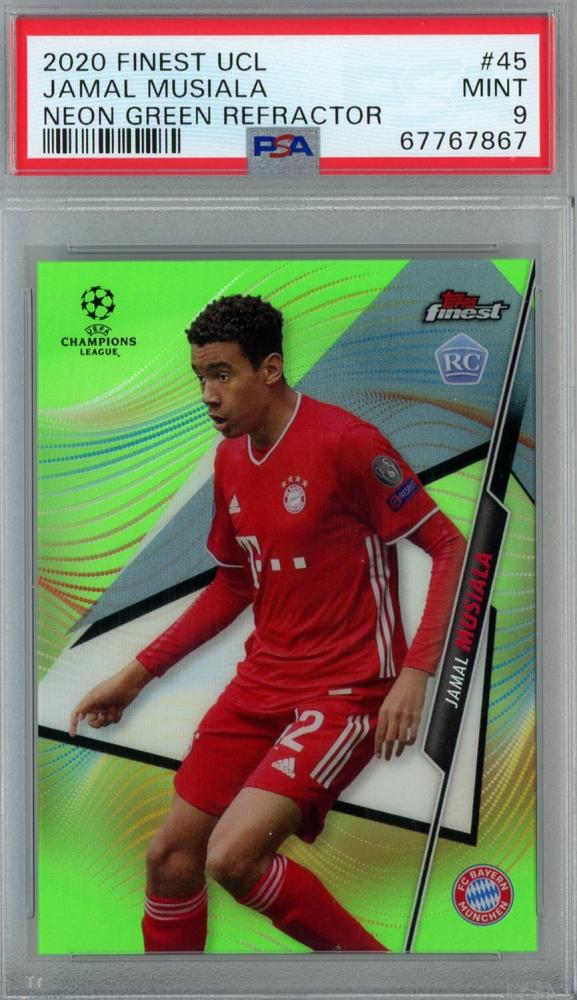 2020-21 Topps Finest UEFA Champions League Jamal Musiala Rookie Card Green Refractors PSA9 #4538/99 Bayern Munchen