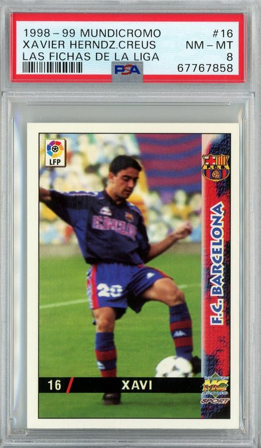 1998-99 MUNDICROMO Xavier Hernandez FC Barcelona trading card graded PSA8