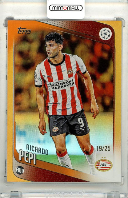 2025-26 Topps Uefa Club Competition Ricardo Pepi #106 Base Orange Foil Parallel numbered 19 of 25 from PSV Eindhoven