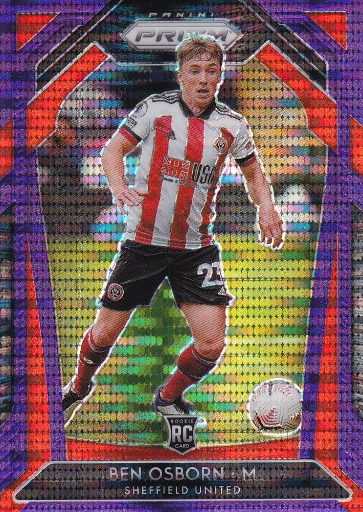 2020-21 Panini Prizm Premier League Breakaway Sheffield United Ben Osborn Base Violet Parallel card 72/99