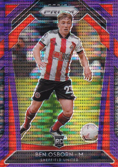 2020-21 Panini Prizm Premier League Breakaway Sheffield United Ben Osborn Base Violet Parallel card 72/99