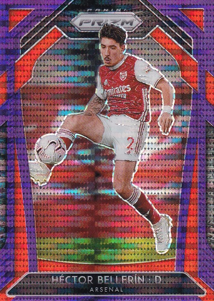 2020-21 Panini Prizm Premier League Breakaway Arsenal Hector Bellerin base violet parallel card number 55 of 99