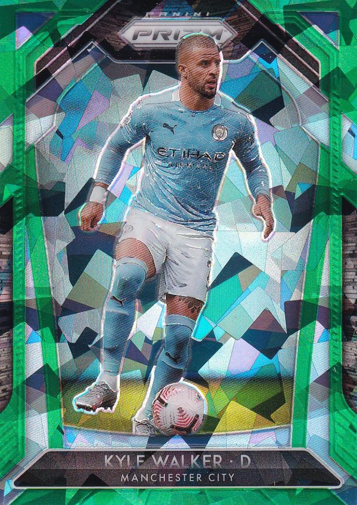 2020-21 Panini Prizm Premier League Manchester City Kyle Walker Base Green Ice parallel trading card numbered 14 of 49
