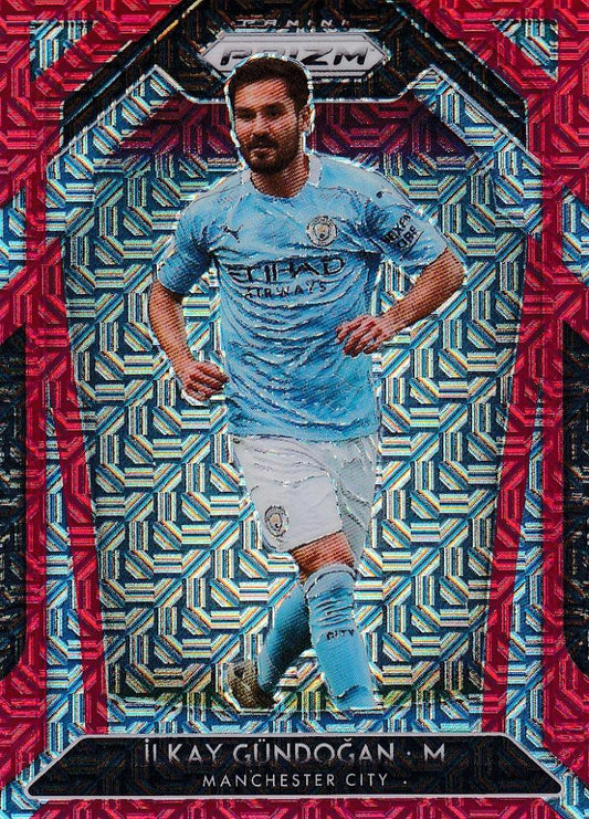 2020-21 Panini Prizm Premier League Manchester City Ilkay Gundogan Base Red Mojo card serial 005 of 135