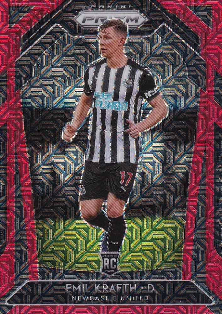 2020-21 Panini Prizm Premier League Emil Krafth Newcastle United Red Mojo parallel card number 044 out of 135