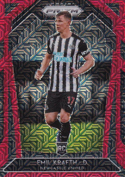 2020-21 Panini Prizm Premier League Emil Krafth Newcastle United Red Mojo parallel card number 044 out of 135