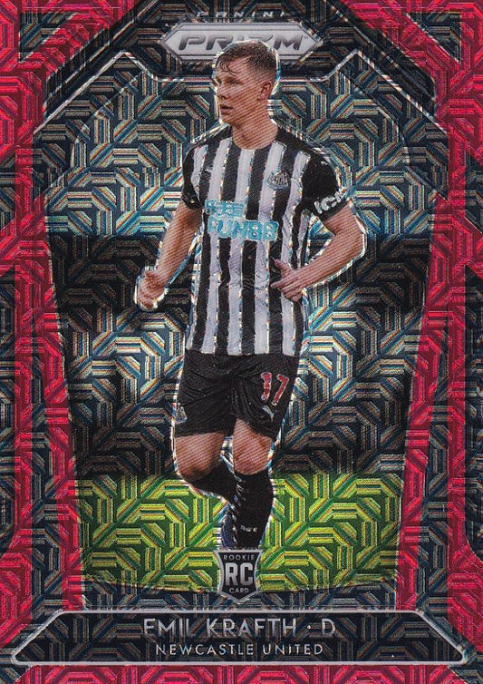 2020-21 Panini Prizm Premier League Emil Krafth Newcastle United Red Mojo parallel card number 044 out of 135