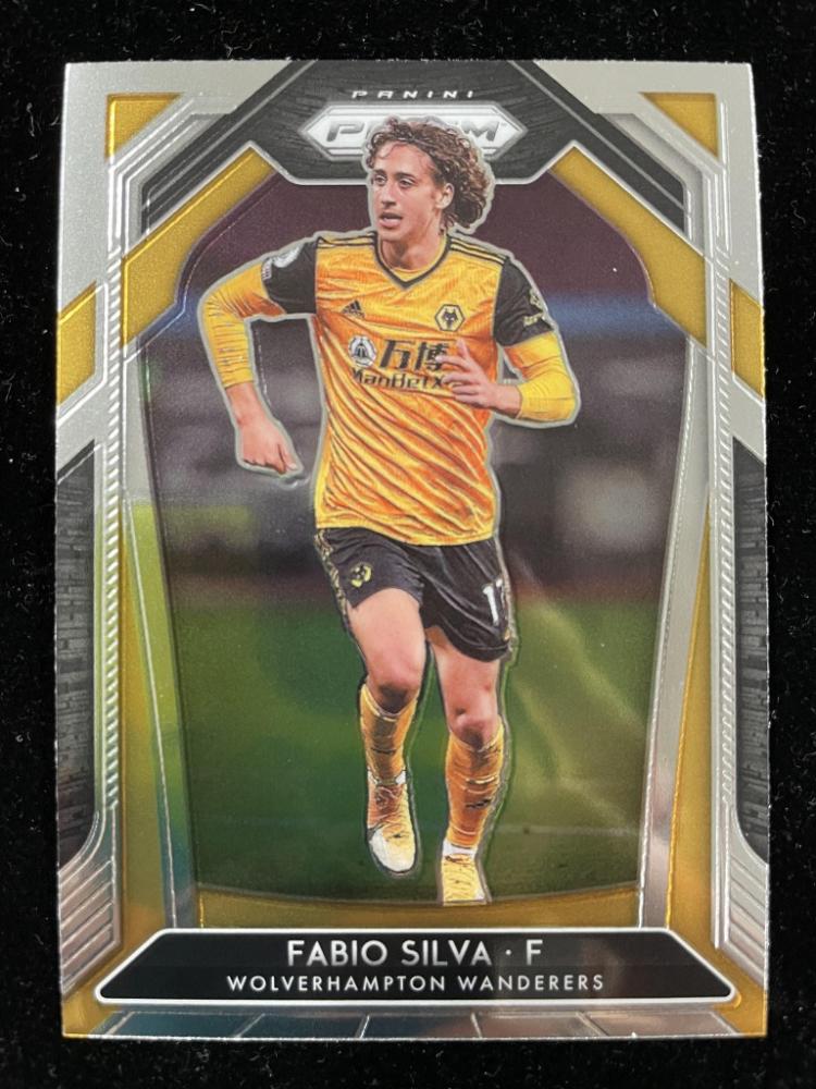 2020-21 Panini Prizm Premier League Wolverhampton Wanderers Fabio Silva base football card with minor stain on back