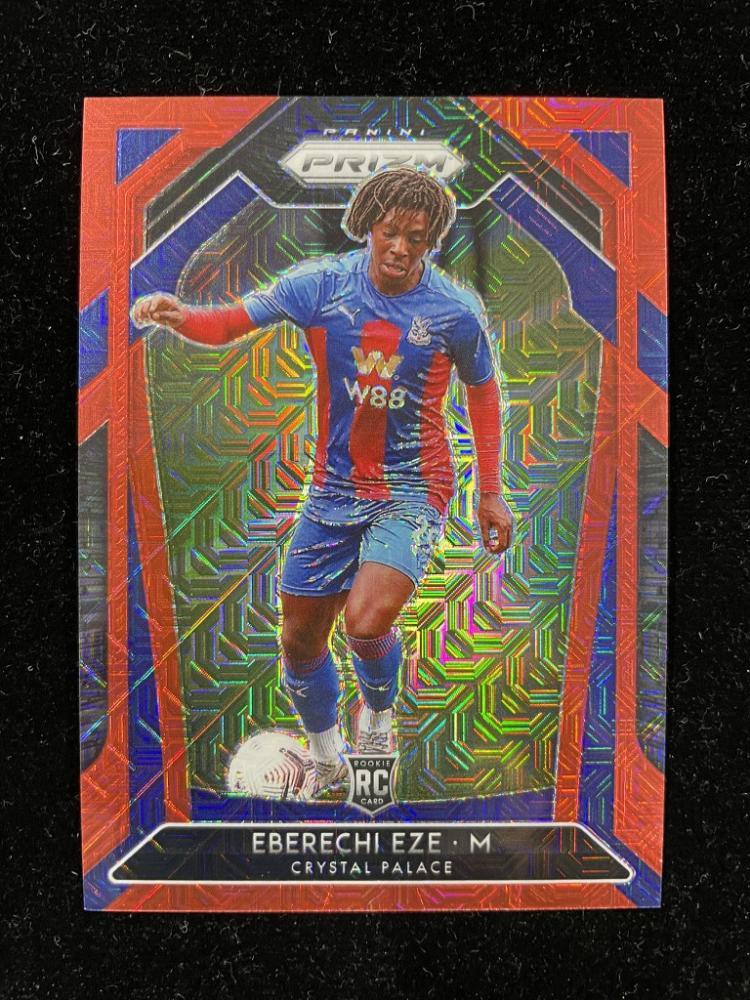 2020-21 Panini Prizm Premier League Crystal Palace Eberechi Eze Base Red Mojo Parallel card number 011/135