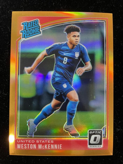 2018-19 Donruss Soccer Weston McKennie Base Optic Orange parallel card numbered 84 out of 99
