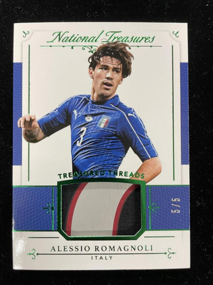 2018 Panini National Treasures Italy Alessio Romagnoli Treasured Threads Emerald relic card 5 of 5
