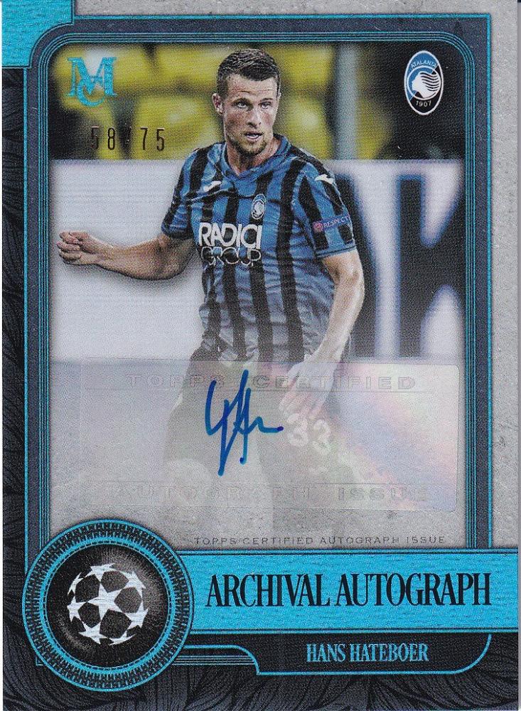 2019-20 Topps Museum Collection UEFA Champions League Atalanta B.C. Hans Hateboer Autographs Sapphire card