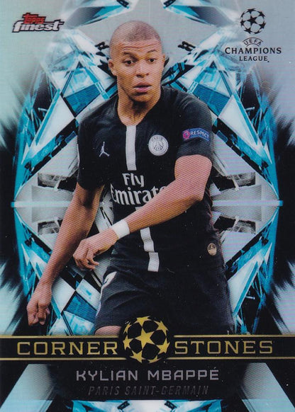 2018-19 Topps Finest UEFA Champions League Kylian Mbappe Paris Saint-Germain Finest Cornerstones trading card