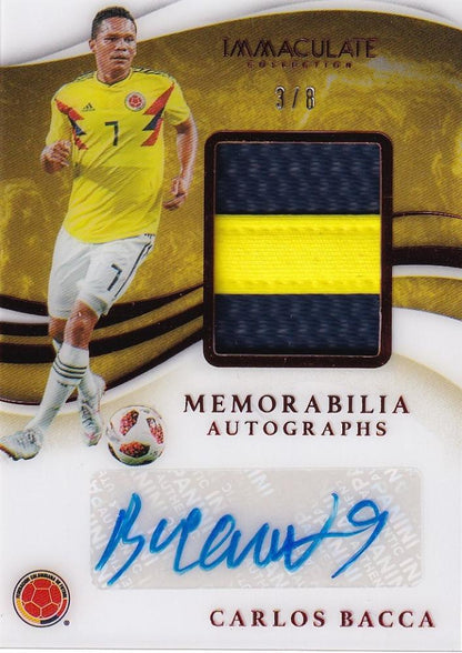 2020 Panini Immaculate Collection Carlos Bacca Colombia red FOTL autograph memorabilia card numbered 3 of 8