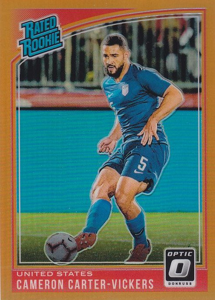 2018-19 Donruss United States parallel Cameron Carter-Vickers Base Optic Orange card numbered 11 of 99