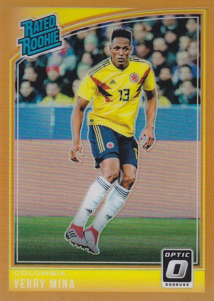 2018-19 Donruss Colombia Parallel Yerry Mina Base Optic Orange trading card number 55 of 99