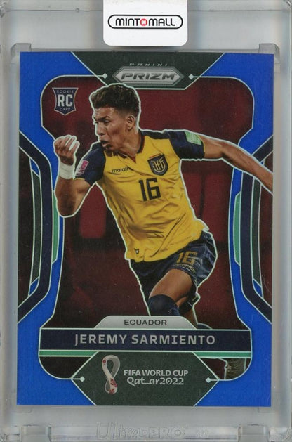 2022 Panini Prizm FIFA World Cup Qatar Ecuador Jeremy Sarmiento Blue Parallel Rookie Card #80