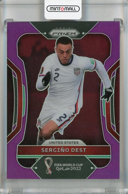 2022 Panini Prizm FIFA World Cup Sergino Dest Purple parallel trading card #206 numbered 147 out of 199