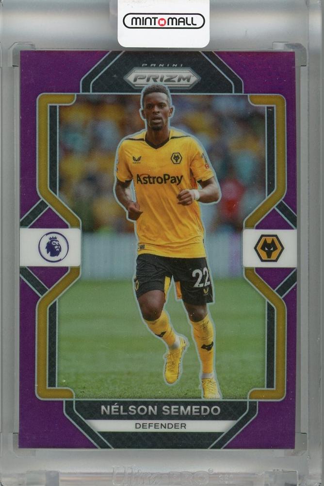 2022-23 Panini Prizm Premier League Nelson Semedo Purple parallel trading card #245 Wolverhampton Wanderers