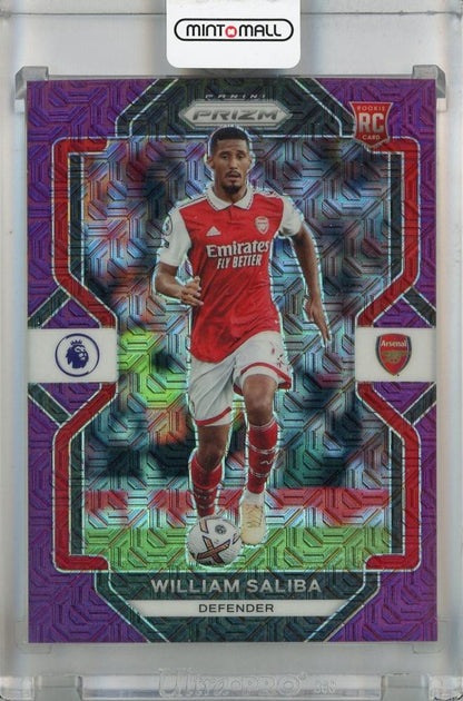 2022-23 Panini Prizm Premier League Arsenal William Saliba Purple Mojo Rookie Card #167 Limited 04/20